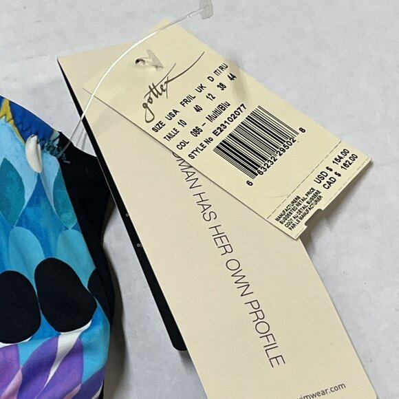 Profile by Gottex Swimsuit Womens 10 Moroccan Escape‎ V Neck Black Geo One Piece - Picture 7 of 9